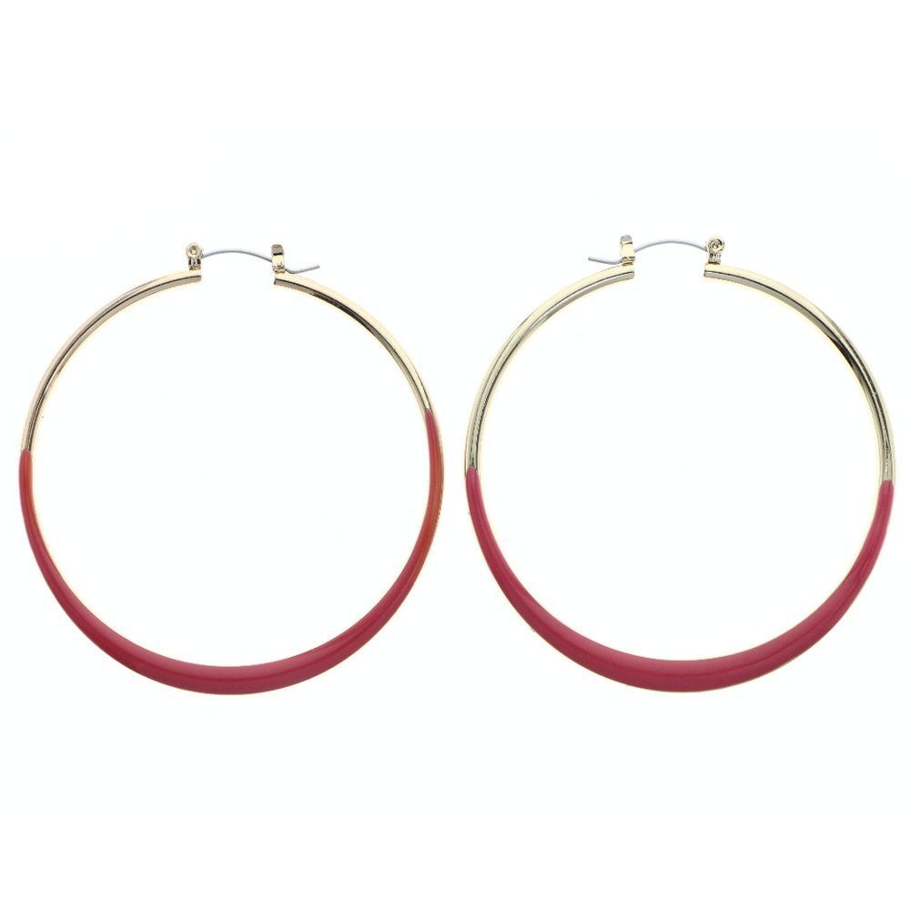 Gold pink hoop earrings NWOT